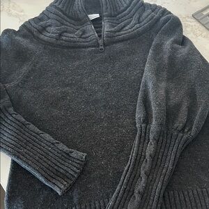 Cozy Nordic Style Dark Gray Wool blend Knit Sweater with 1/4 Zipper